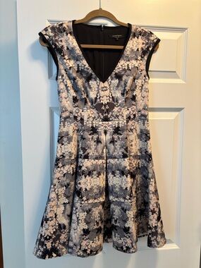 Nanette Lepore Gray, Pink Blush and Cream Floral Print Dress